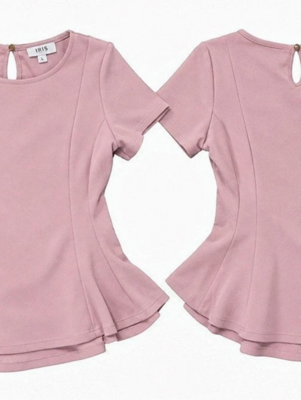 Pink Peplum Short Sleeve Top Like New